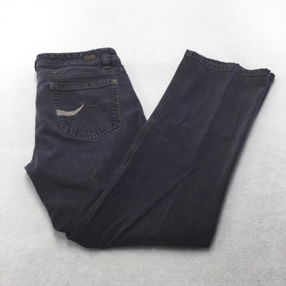 DKNY Jeans Womens 12 Gray Charcoal Wash Straight Leg Mid Rise Stretch Denim